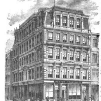 Illustration of the Boston Evening Transcript building by Moses King, 1872