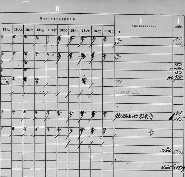 detail image of the remarks portion of the communion record