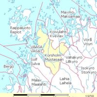 Map of parishes in Finland featuring Korsholm parish