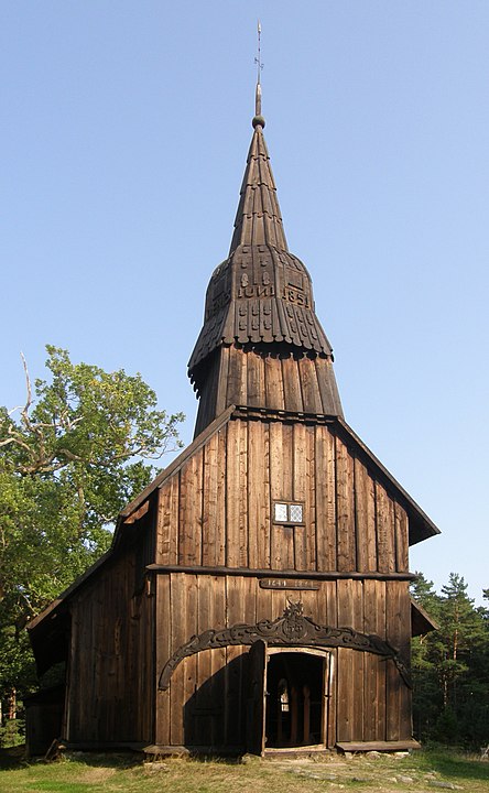 Stave church on the island of Ruhnu, Estonia