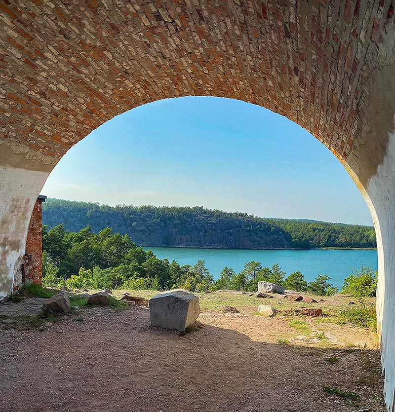 View through an archway at Bomarsund Fortress in Åland